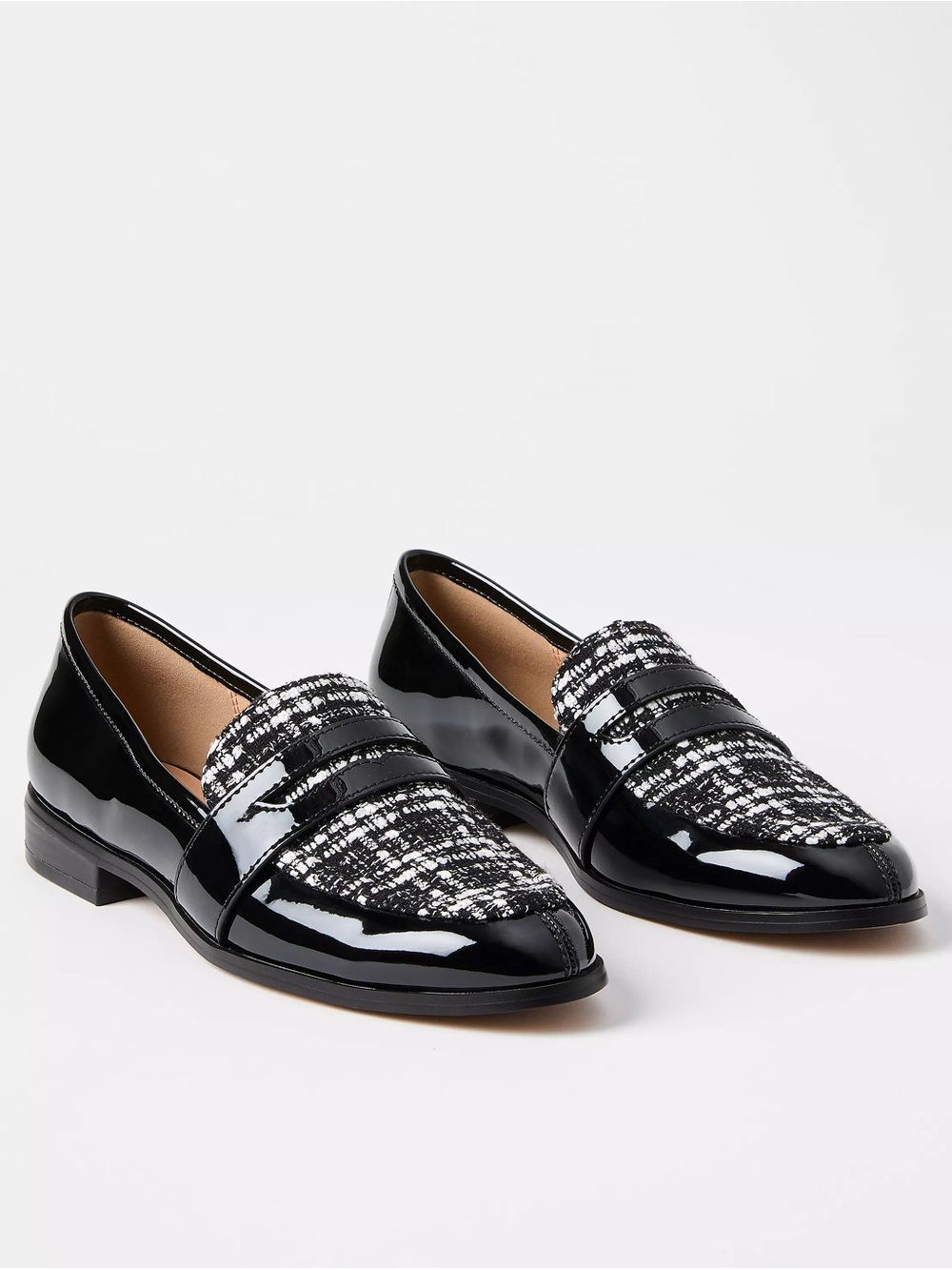 NEW LOFT Tweed Penny Loafers Size Black 8.5